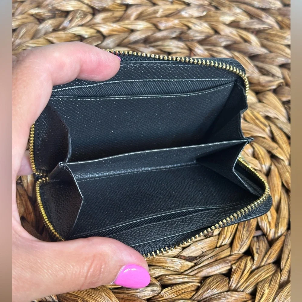 Coach Zip Around Coin Card case black good zipper - Picture 4 of 6